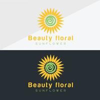 Sunflower logo and sun icon Vector design Template.