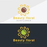 Sunflower logo and sun icon Vector design Template.