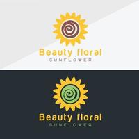 Sunflower logo and sun icon Vector design Template.