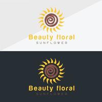 Sunflower logo and sun icon Vector design Template.