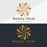 Sunflower logo and sun icon Vector design Template.