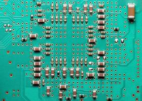 Top down view of printed circuit board with solid state devices photo