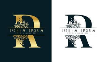 plantilla de diseño de logotipo floral minimalista letra r