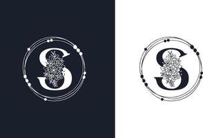 Letter S Minimalist Floral logo design template vector