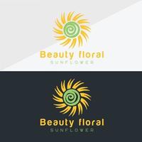 Sunflower logo and sun icon Vector design Template.