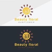 Sunflower logo and sun icon Vector design Template.