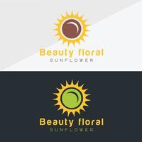 Sunflower logo and sun icon Vector design Template.