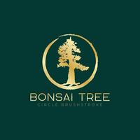 Luxury bonsai tree logo design vector template