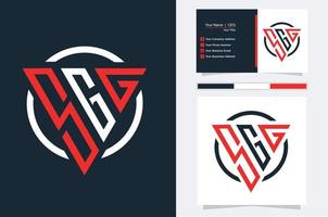 Initial Letter SGG triangle modern logo Red and White color vector