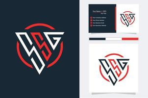 Initial Letter SSG triangle modern logo Red and White color vector