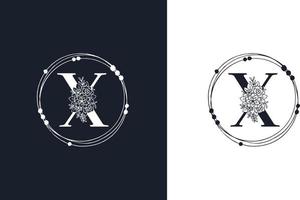 letra x plantilla de diseño de logotipo floral minimalista vector
