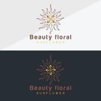 Sunflower logo and sun icon Vector design Template.