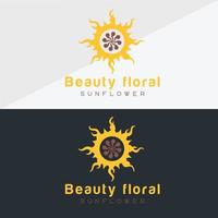 Sunflower logo and sun icon Vector design Template.