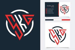 Initial Letter SKG triangle modern logo Red and White color vector