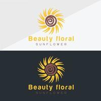 logotipo de girasol y plantilla de diseño de vector de icono de sol.