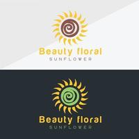 Sunflower logo and sun icon Vector design Template.