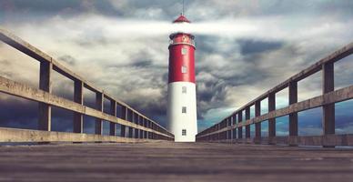 Old lighthouse searchlight beam through marine air. photo