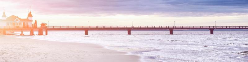 Stormy baltic sea and beach with coastal dunes. photo