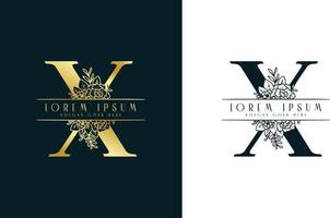 letra x plantilla de diseño de logotipo floral minimalista vector