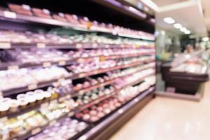 Abstract supermarket grocery store blurred defocused background with bokeh light photo