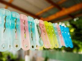 Plastic clothespins laundry hook photo