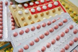 Colorful oral contraceptive pill photo