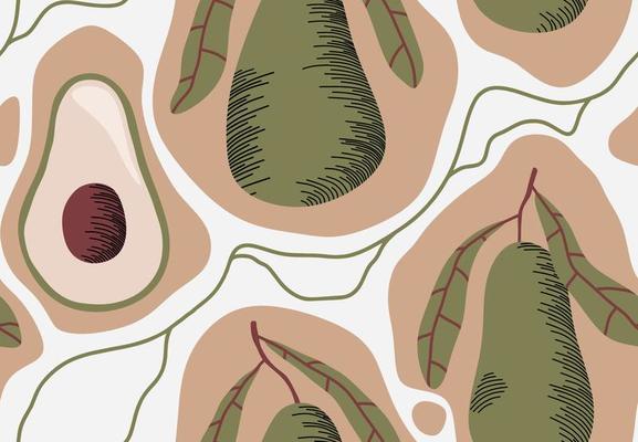 Seamless pattern with avocado. vector illustration