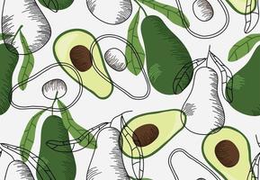 Seamless pattern with avocado. vector illustration