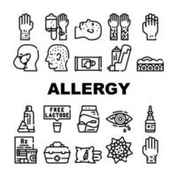 Allergy Health Problem Collection Icons Set Vector