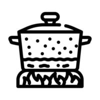 sartén para cocinar línea icono vector ilustración