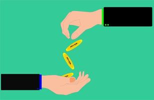 Hand Giving Money to Other Hand vector illustration