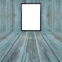 blank poster photo frame on wood wall