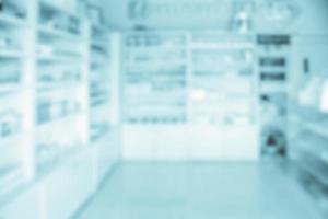 pharmacy shelves filled with medication blur background photo