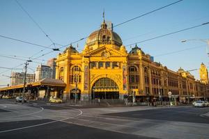 Melbourne, AUSTRALIA - October 02 2015 - Flinders street station an iconic landmark in the downtown of Melbourne city of Australia. photo