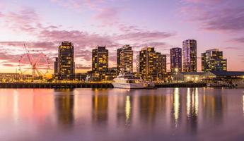 The docklands waterfront of Melbourne in the evening, Australia. photo
