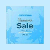 Simple design of summer sales promotion post. Simple vector illustration of summer time.