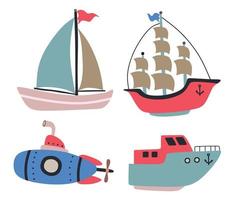 Set of sea transport. vector illustration