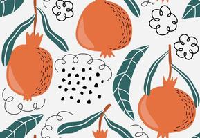 Seamless vector pattern with pomegranates and leaves