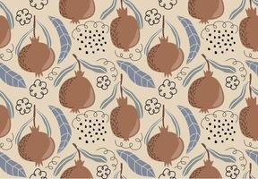 Seamless vector pattern with pomegranates and leaves