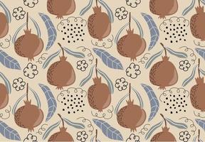 Seamless vector pattern with pomegranates and leaves