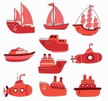 Set of sea transport. vector illustration