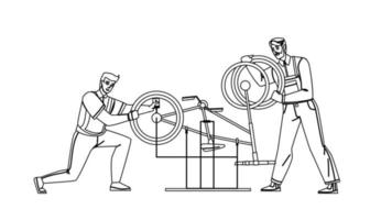 servicio de reparación de bicicletas hombres trabajadores fijación vector