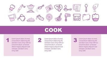 instrucciones de cocina para preparar el vector de encabezado de aterrizaje de alimentos