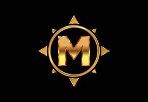 Initial M monogram letter alphabet in a compass. Compass logo sign symbol. Vector logo design