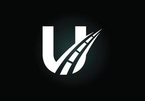 Letter U with road logo sing. The creative design concept for highway maintenance and construction. Transportation and traffic theme. vector