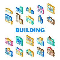 conjunto de iconos exteriores de construcción de edificios vector