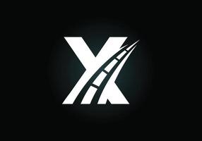 letra x con el logo de la carretera cantando. el concepto de diseño creativo para el mantenimiento y la construcción de carreteras. tema de transporte y tráfico. vector