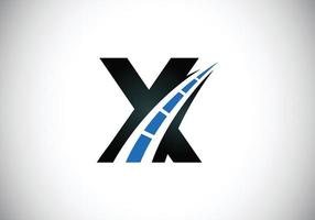 Letter X with road logo sing. The creative design concept for highway maintenance and construction. Transportation and traffic theme. vector