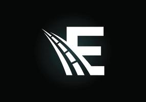 Letter E with road logo sing. The creative design concept for highway maintenance and construction. Transportation and traffic theme. vector