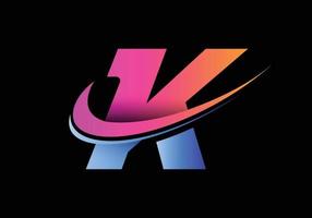 Initial letter K with a swoosh logo template. Modern vector logotype for business and company identity.